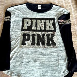 VS PINK Bling Sequin Long Sleeve Tee